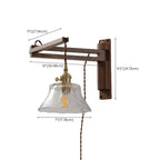 Vintage Wood Natural Plug-In Swing Arm Wall Light
