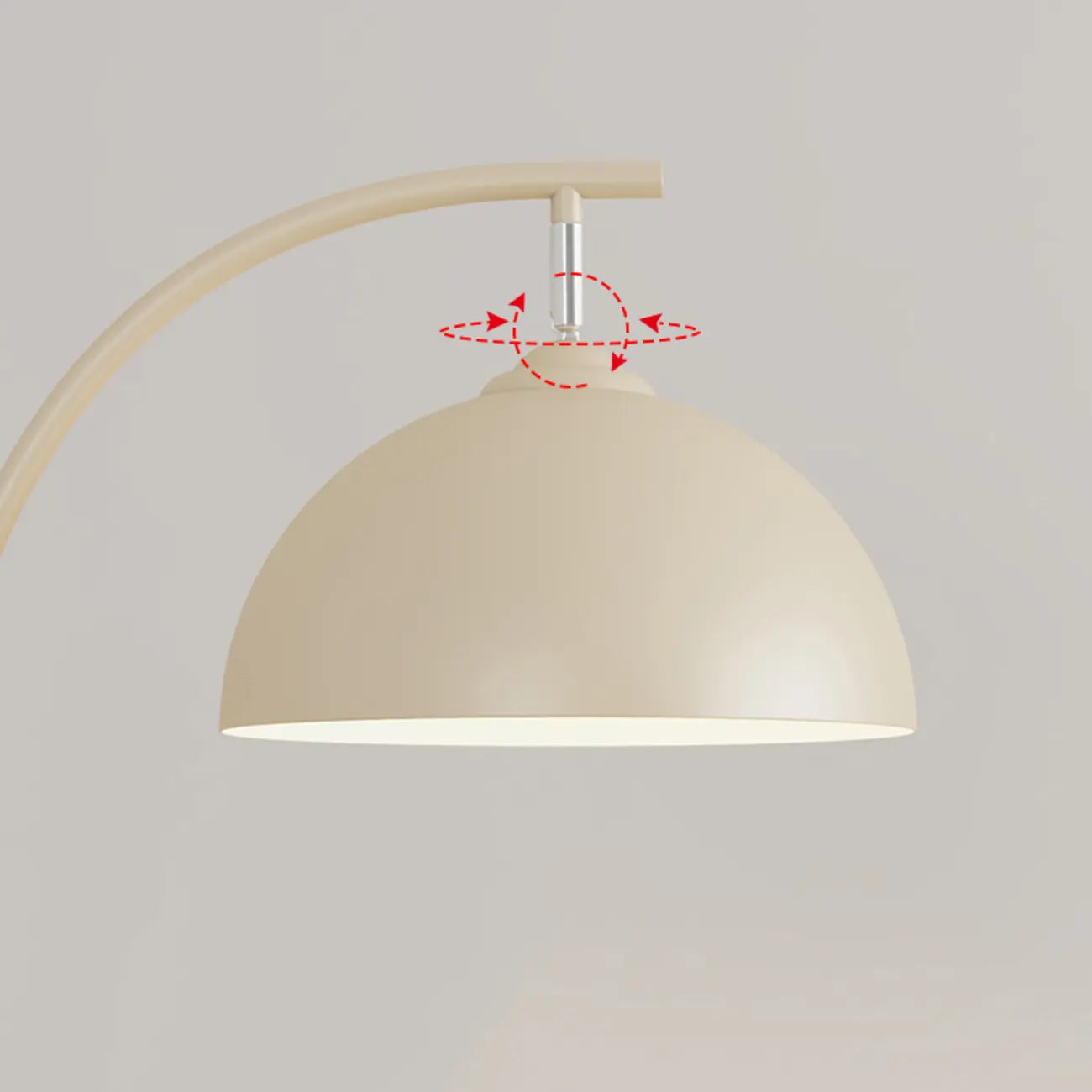 Arc Modern Cream Iron Bowl Floor Lamp with Shelf