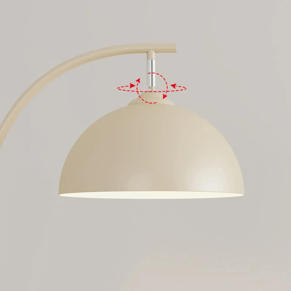 Arc Modern Cream Iron Bowl Floor Lamp with Shelf