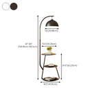 Arc Modern Cream Iron Bowl Floor Lamp with Shelf