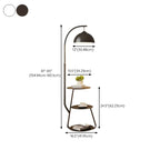 Arc Modern Cream Iron Bowl Floor Lamp with Shelf