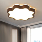 Walnut Wood Floral LED Flush Mount Ceiling Light