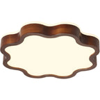 Walnut Wood Floral LED Flush Mount Ceiling Light