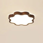 Walnut Wood Floral LED Flush Mount Ceiling Light