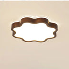 Walnut Wood Floral LED Flush Mount Ceiling Light