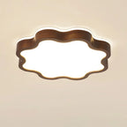 Walnut Wood Floral LED Flush Mount Ceiling Light