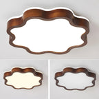 Walnut Wood Floral LED Flush Mount Ceiling Light