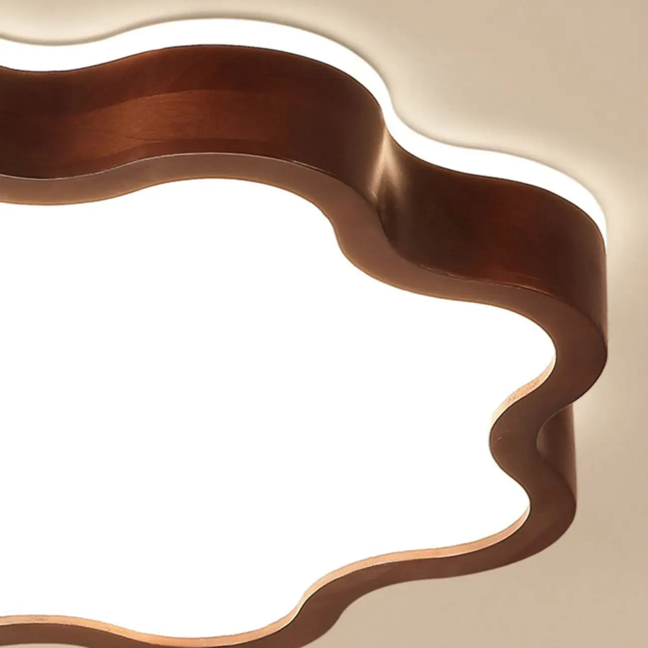 Walnut Wood Floral LED Flush Mount Ceiling Light