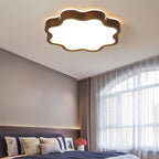 Walnut Wood Floral LED Flush Mount Ceiling Light