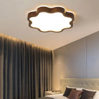 Walnut Wood Floral LED Flush Mount Ceiling Light