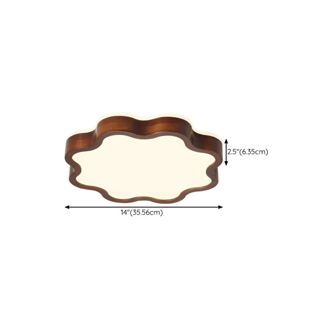 Walnut Wood Floral LED Flush Mount Ceiling Light