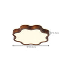 Walnut Wood Floral LED Flush Mount Ceiling Light