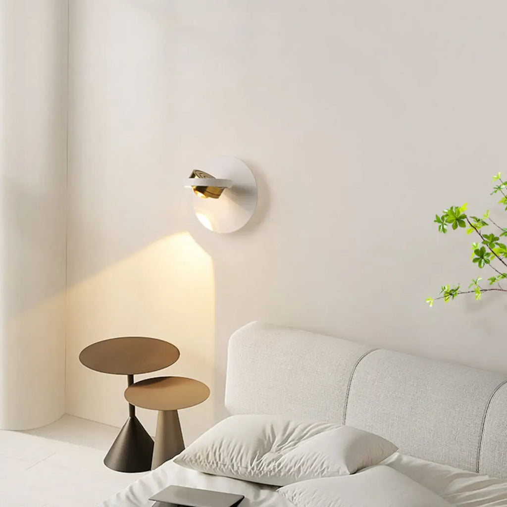 360¡ã Rotatable Transparent Glass Metal Round Reading Wall Lamp