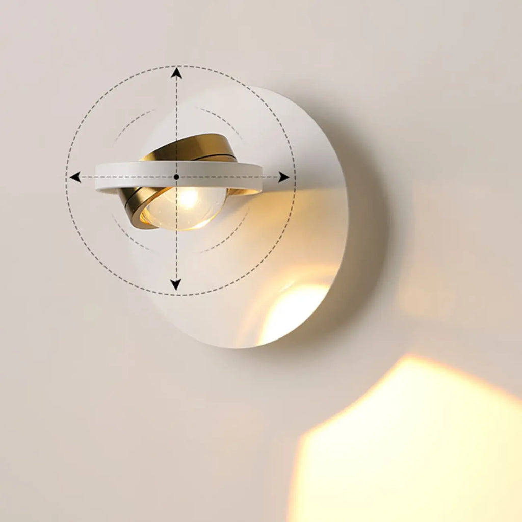 360¡ã Rotatable Transparent Glass Metal Round Reading Wall Lamp