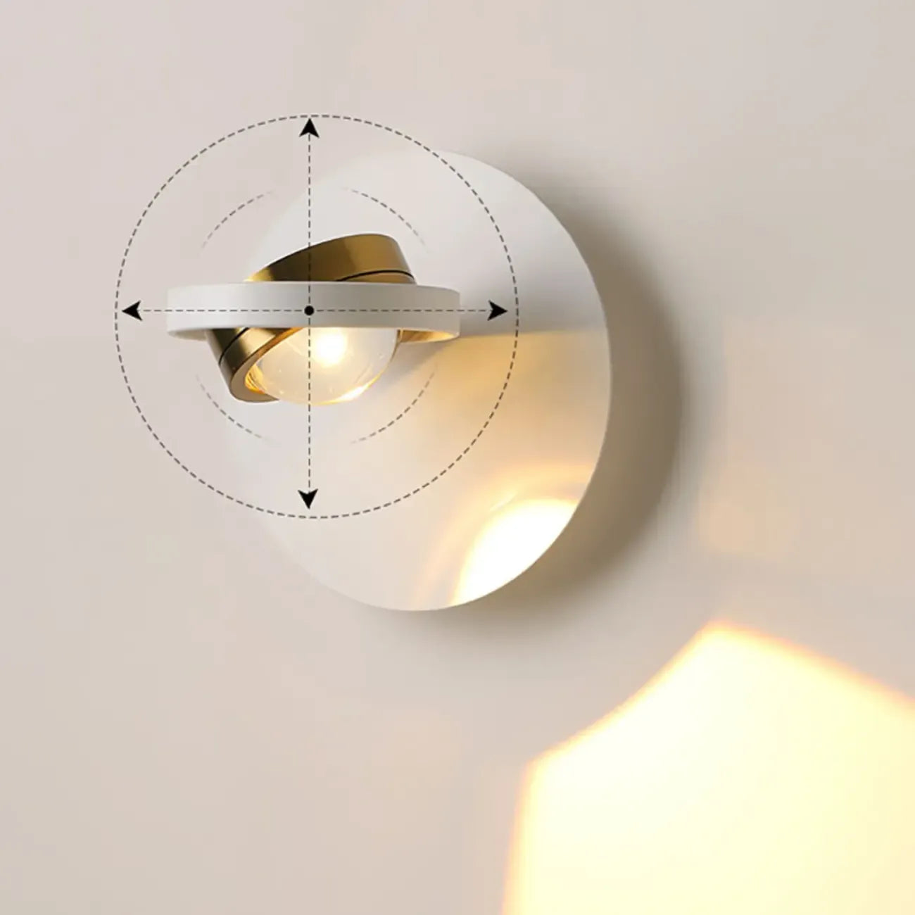 360¡ã Rotatable Transparent Glass Metal Round Reading Wall Lamp
