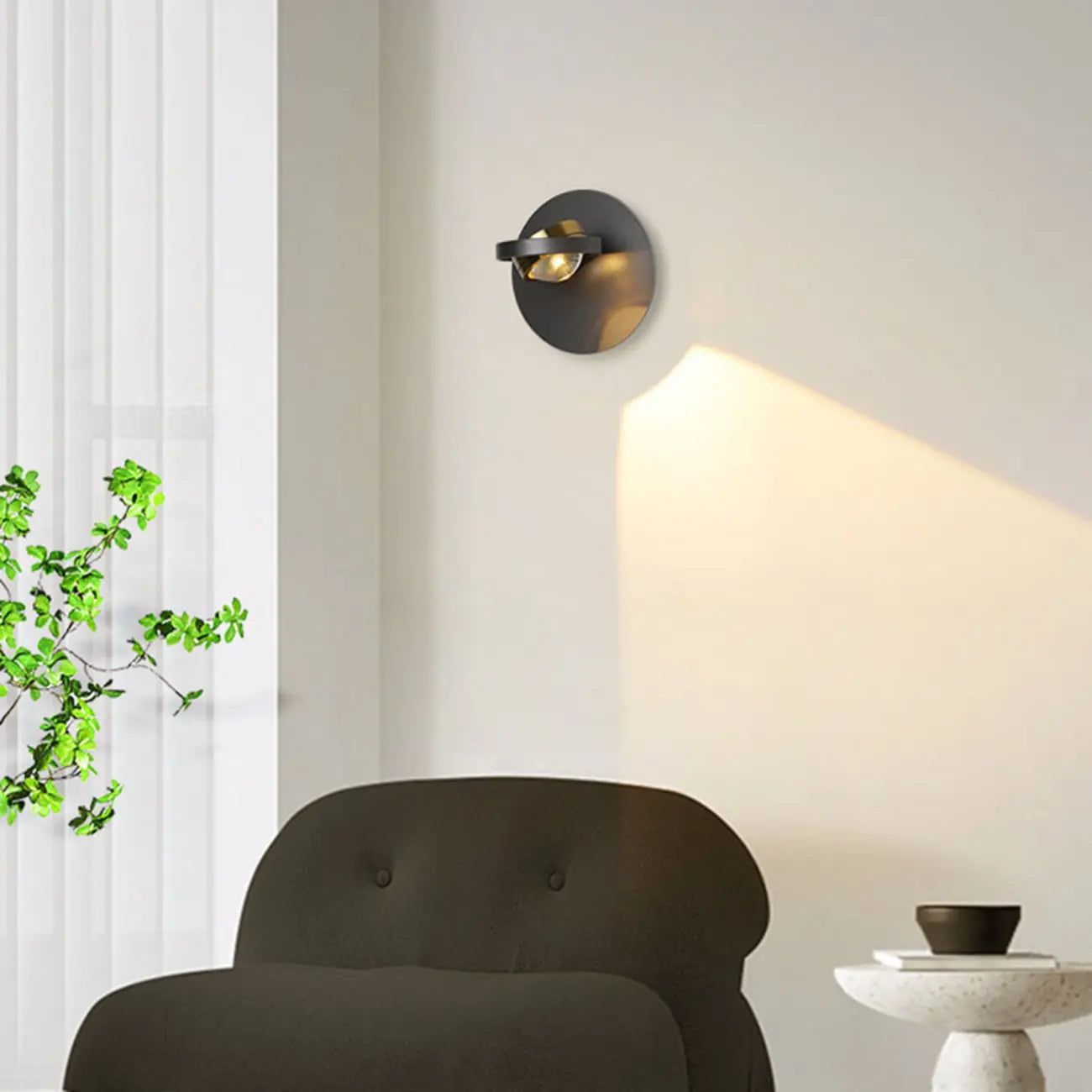360¡ã Rotatable Transparent Glass Metal Round Reading Wall Lamp