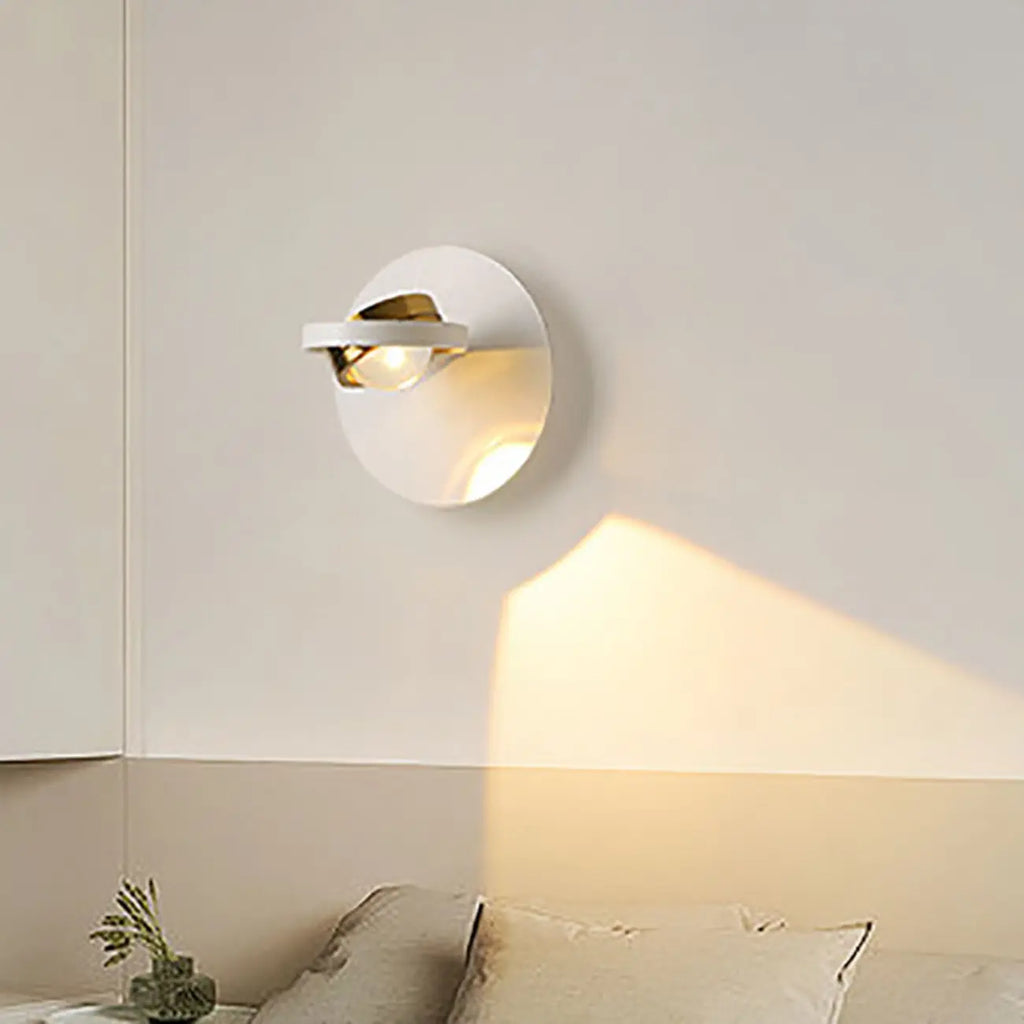 360¡ã Rotatable Transparent Glass Metal Round Reading Wall Lamp