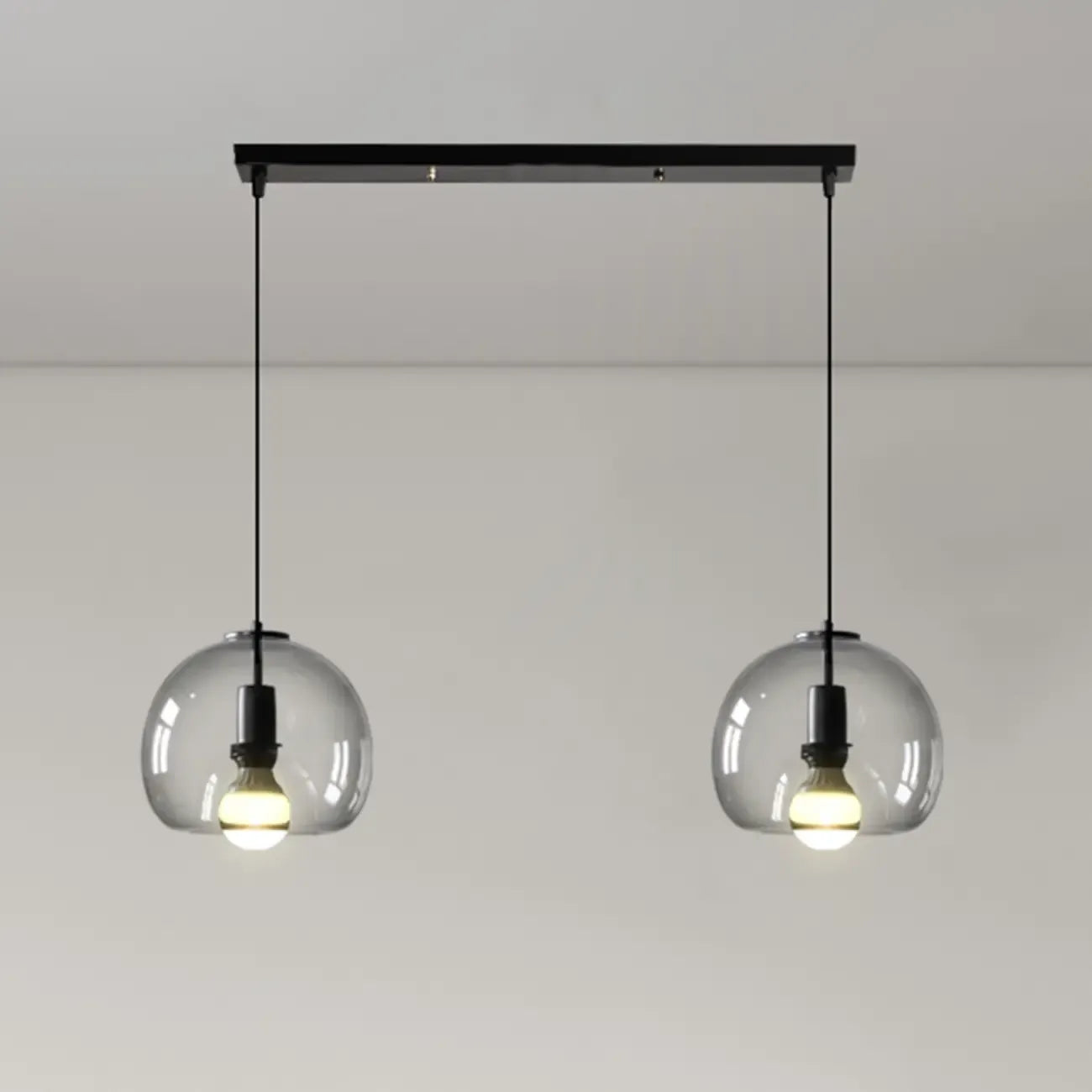 Modern Black Globe Glass Island Pendant Light for Kitchen