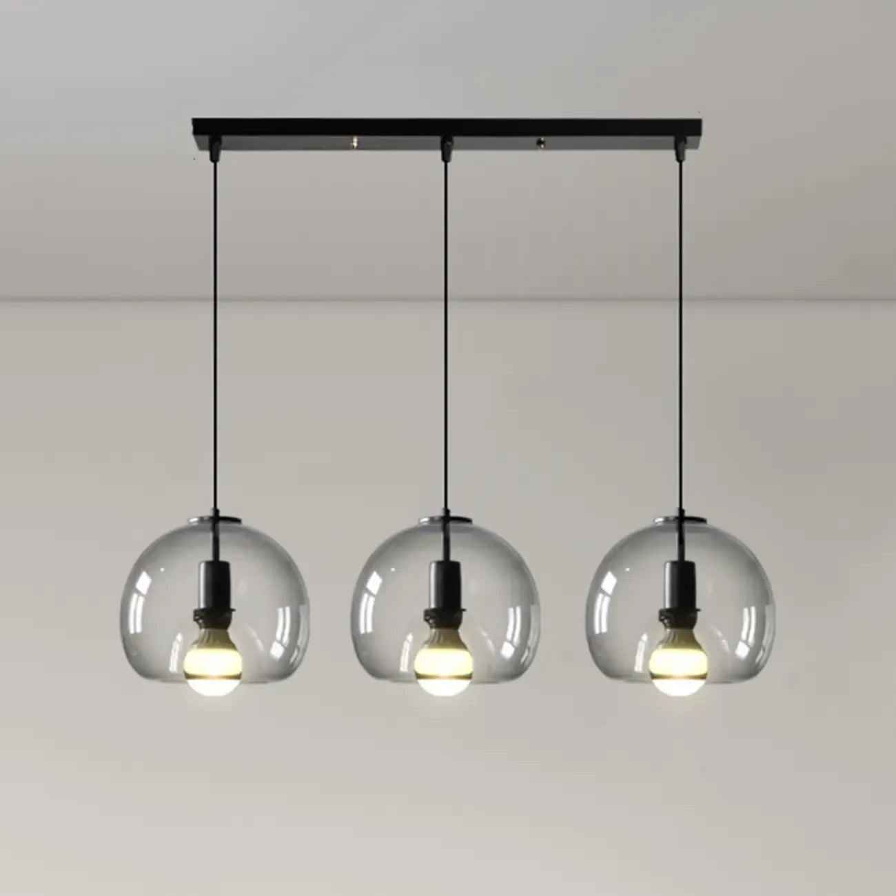 Modern Black Globe Glass Island Pendant Light for Kitchen