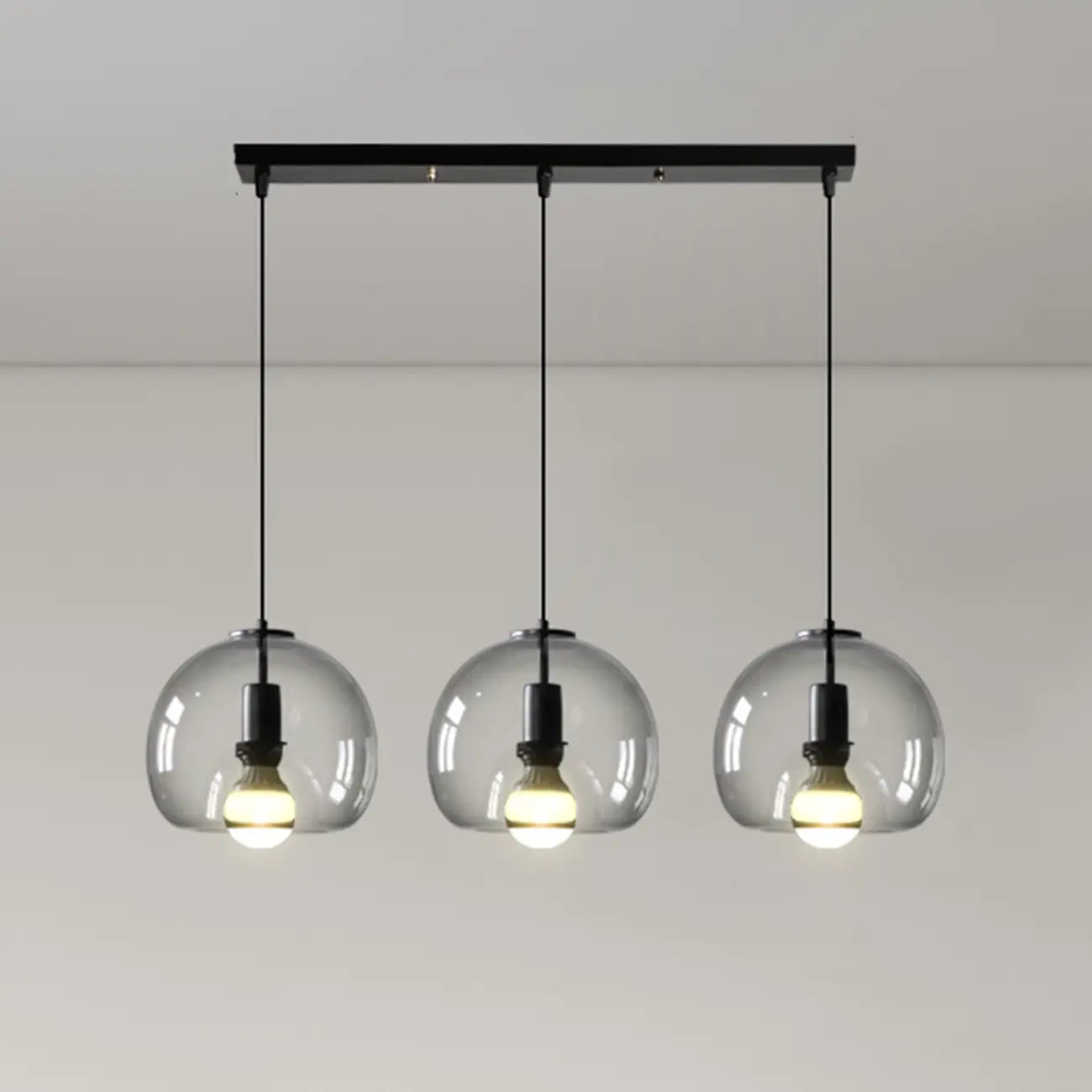 Modern Black Globe Glass Island Pendant Light for Kitchen