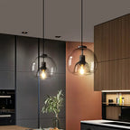 Modern Black Globe Glass Island Pendant Light for Kitchen