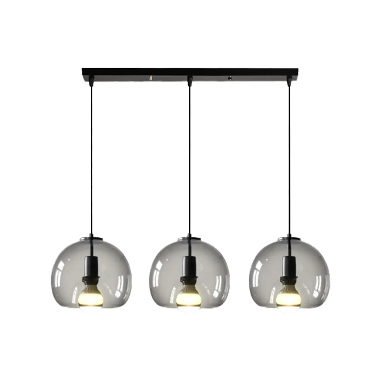 Modern Black Globe Glass Island Pendant Light for Kitchen
