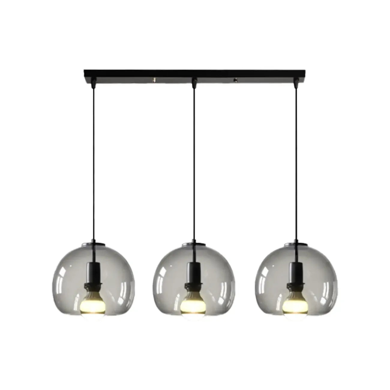 Modern Black Globe Glass Island Pendant Light for Kitchen