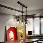 Modern Black Globe Glass Island Pendant Light for Kitchen