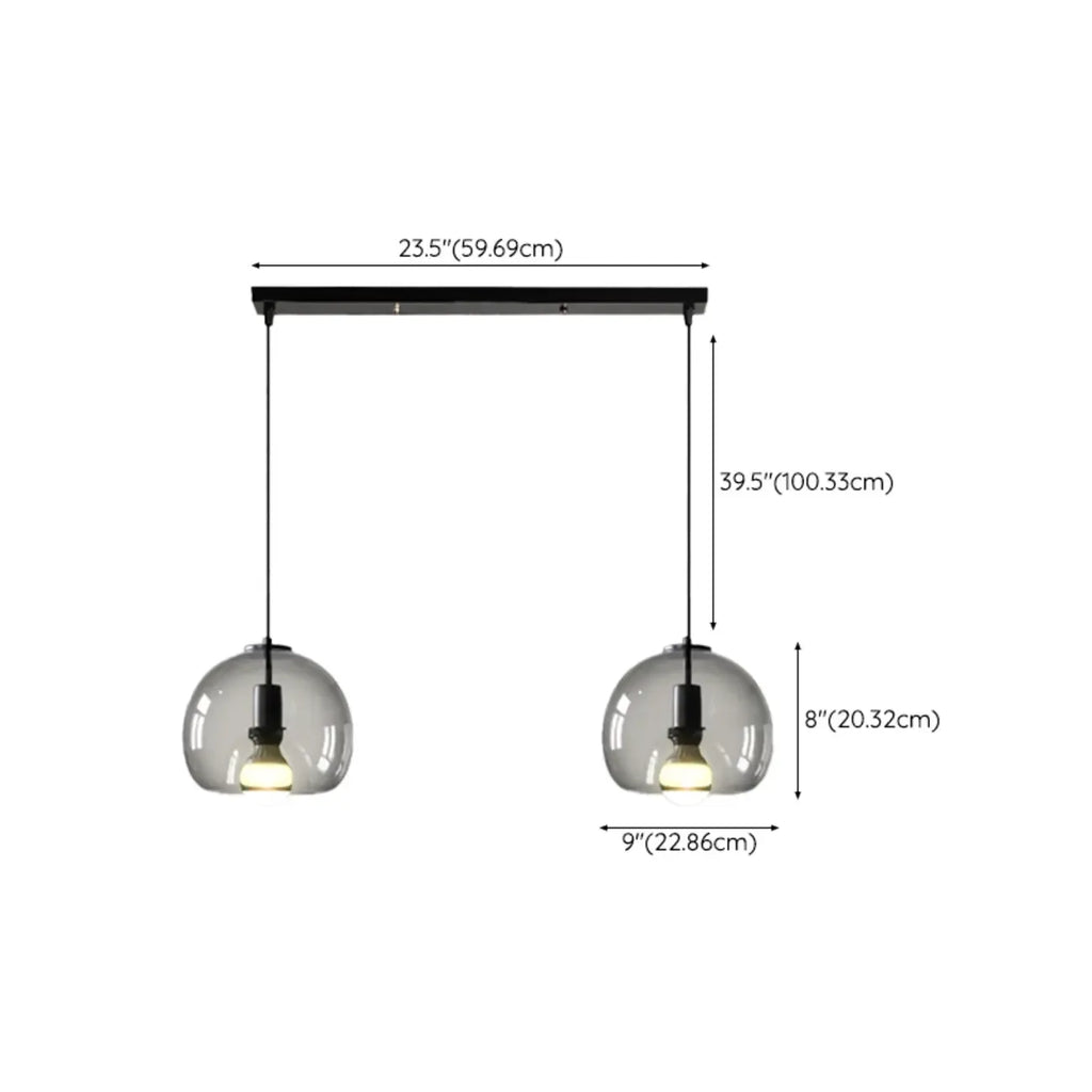 Modern Black Globe Glass Island Pendant Light for Kitchen