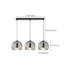 Modern Black Globe Glass Island Pendant Light for Kitchen