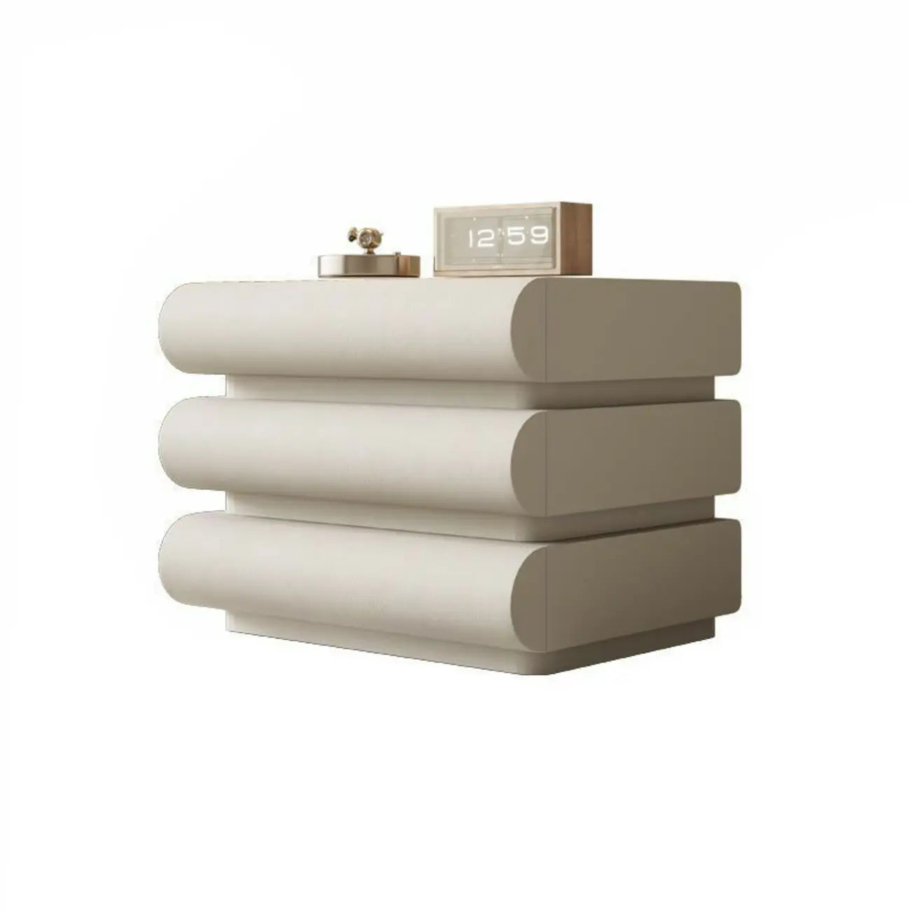 Modern White Pine Wood Leather 2-Drawer Nightstand