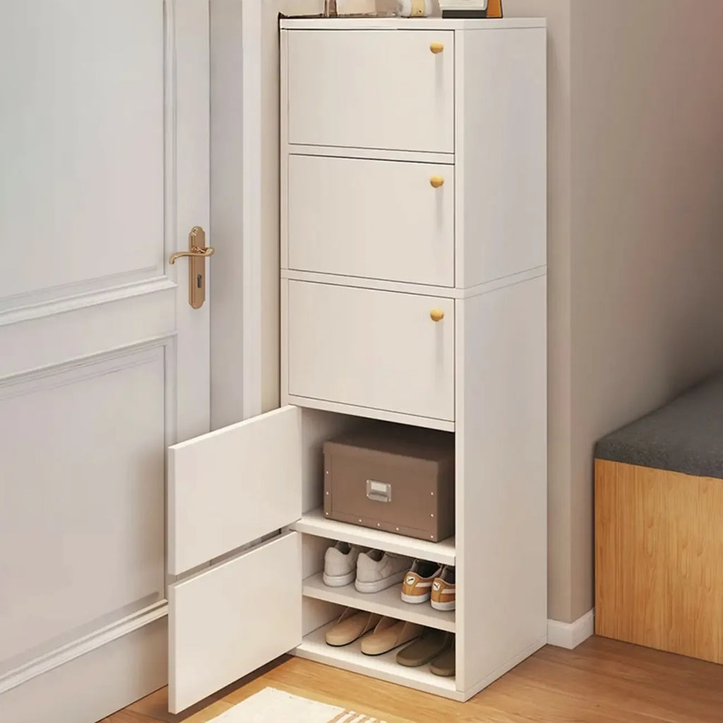 5-Tier Modern Oak Entryway Shoe Cabinet with Doors