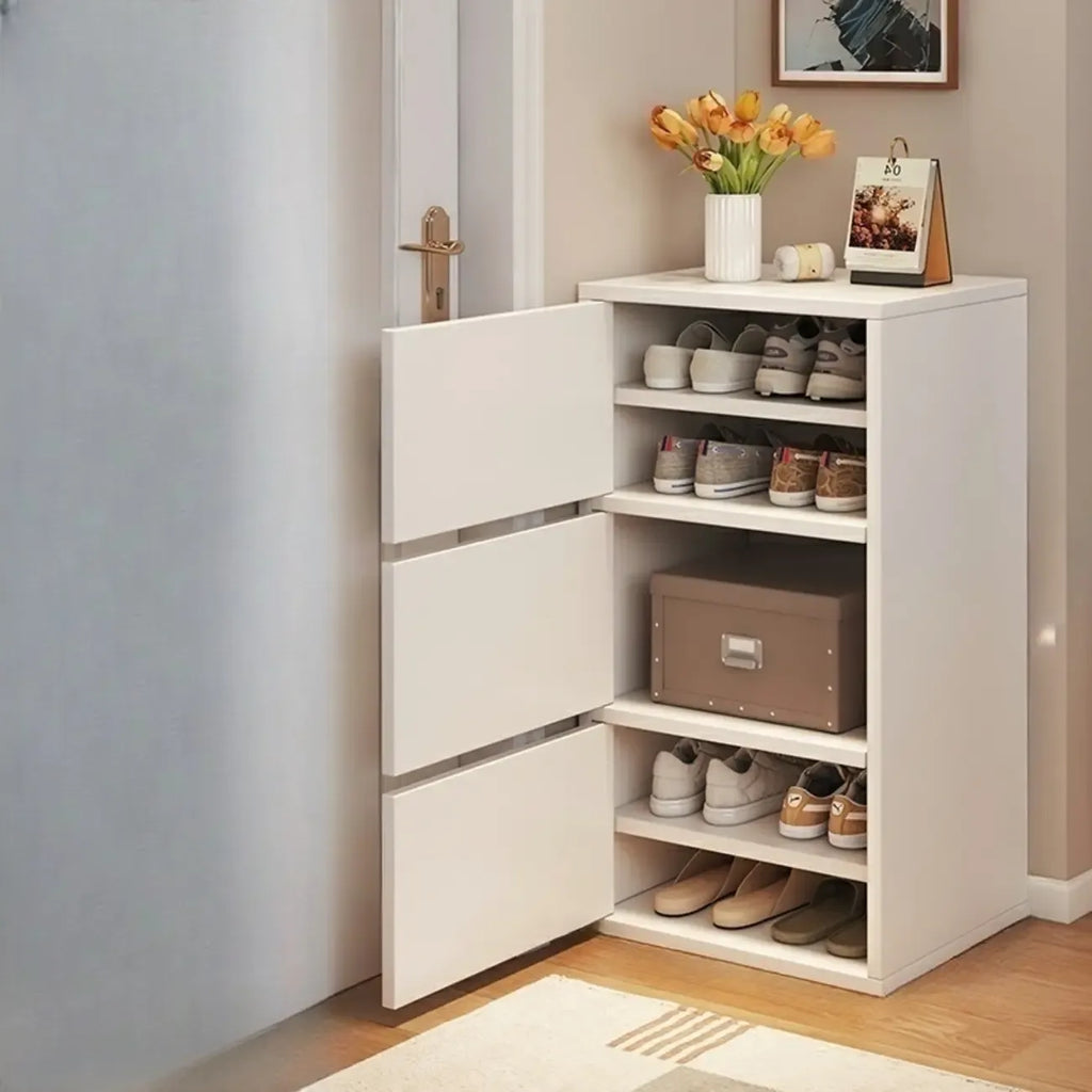 5-Tier Modern Oak Entryway Shoe Cabinet with Doors