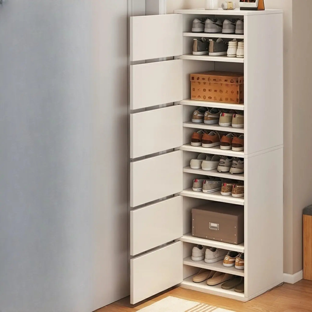 5-Tier Modern Oak Entryway Shoe Cabinet with Doors