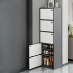 5-Tier Modern Oak Entryway Shoe Cabinet with Doors