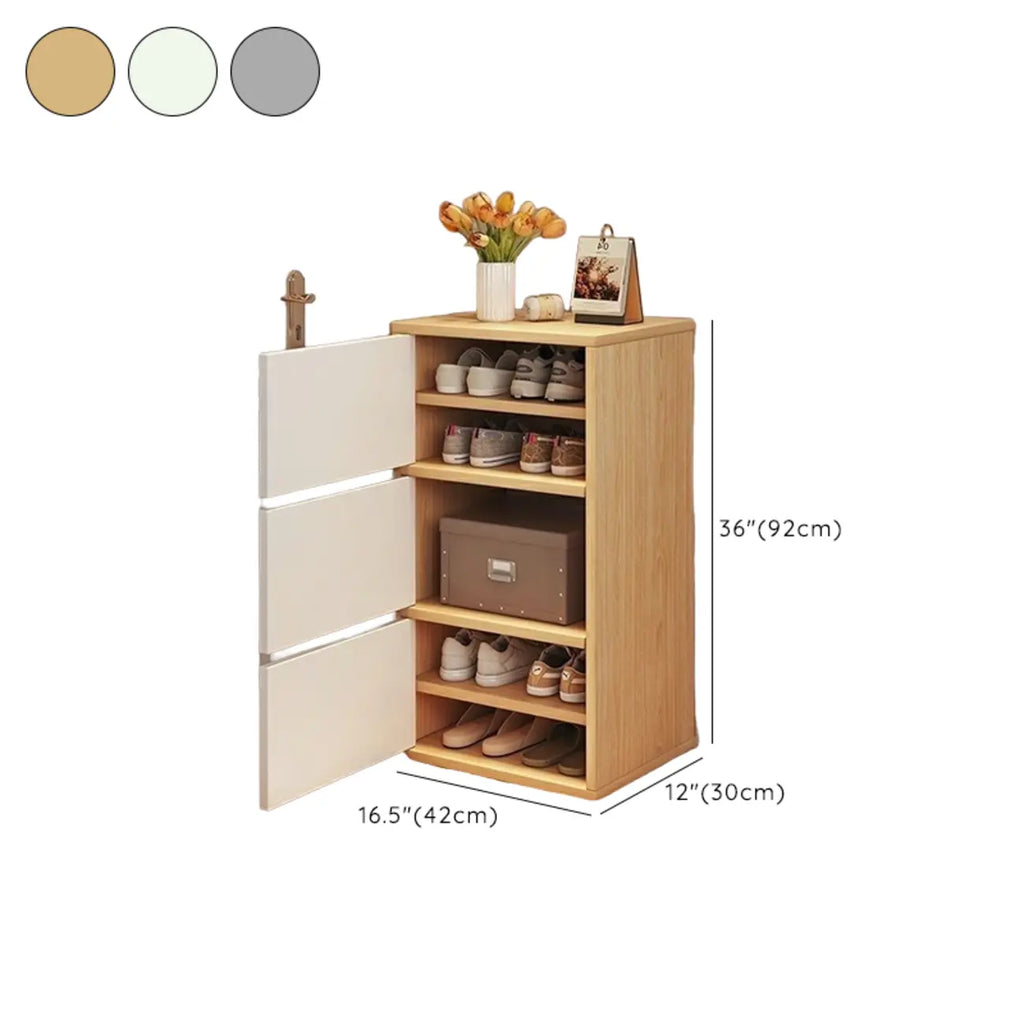 5-Tier Modern Oak Entryway Shoe Cabinet with Doors