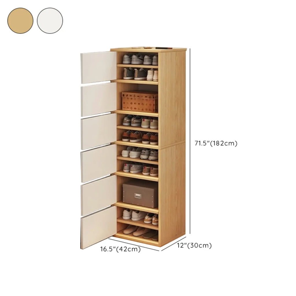 5-Tier Modern Oak Entryway Shoe Cabinet with Doors