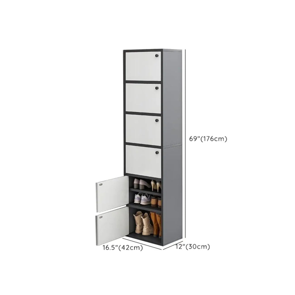 5-Tier Modern Oak Entryway Shoe Cabinet with Doors