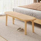 Art Deco Natural Wood Solid Color Bench with Straight Legs
