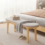 Art Deco Natural Wood Solid Color Bench with Straight Legs