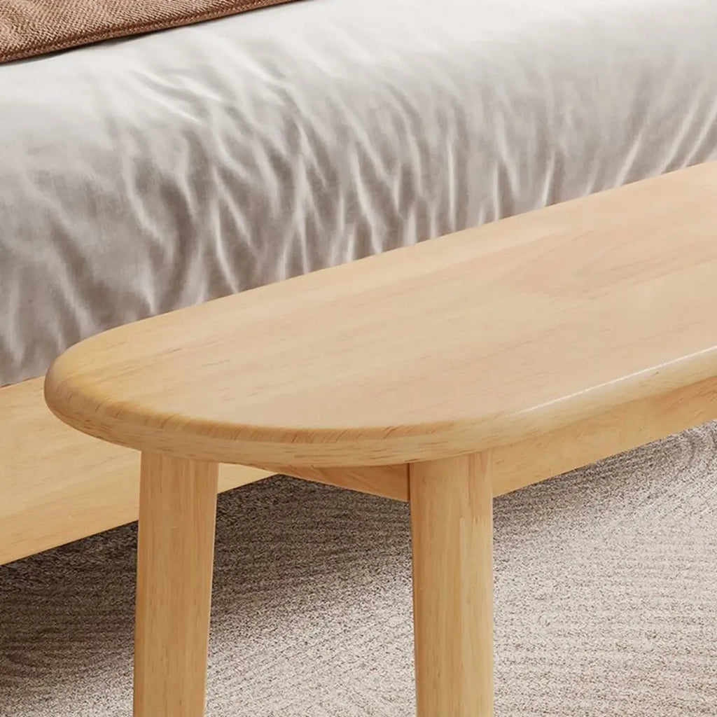 Art Deco Natural Wood Solid Color Bench with Straight Legs