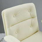 Simple Cream Leather Adjustable Swivel Office Chair