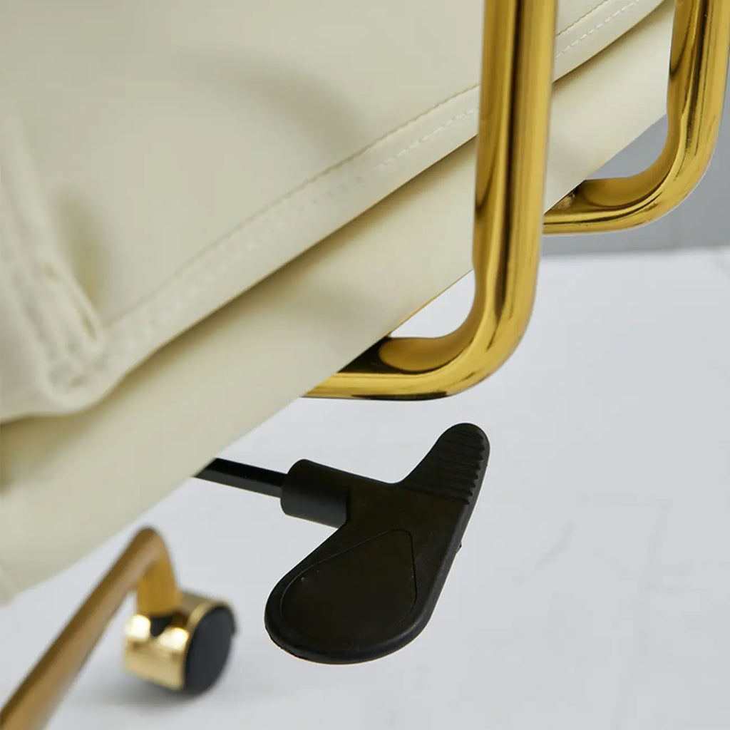 Simple Cream Leather Adjustable Swivel Office Chair
