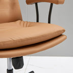 Simple Cream Leather Adjustable Swivel Office Chair