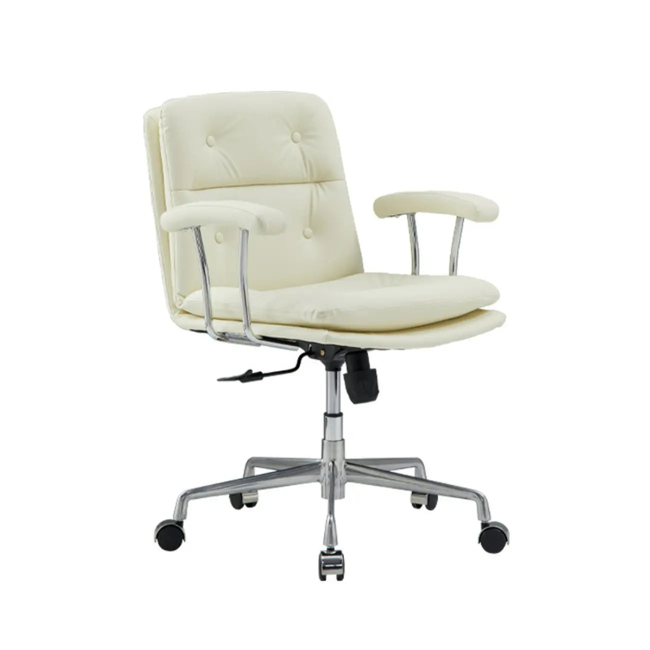 Simple Cream Leather Adjustable Swivel Office Chair