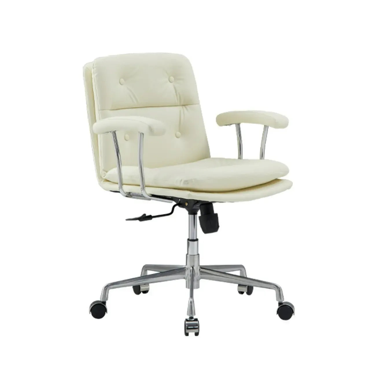 Simple Cream Leather Adjustable Swivel Office Chair