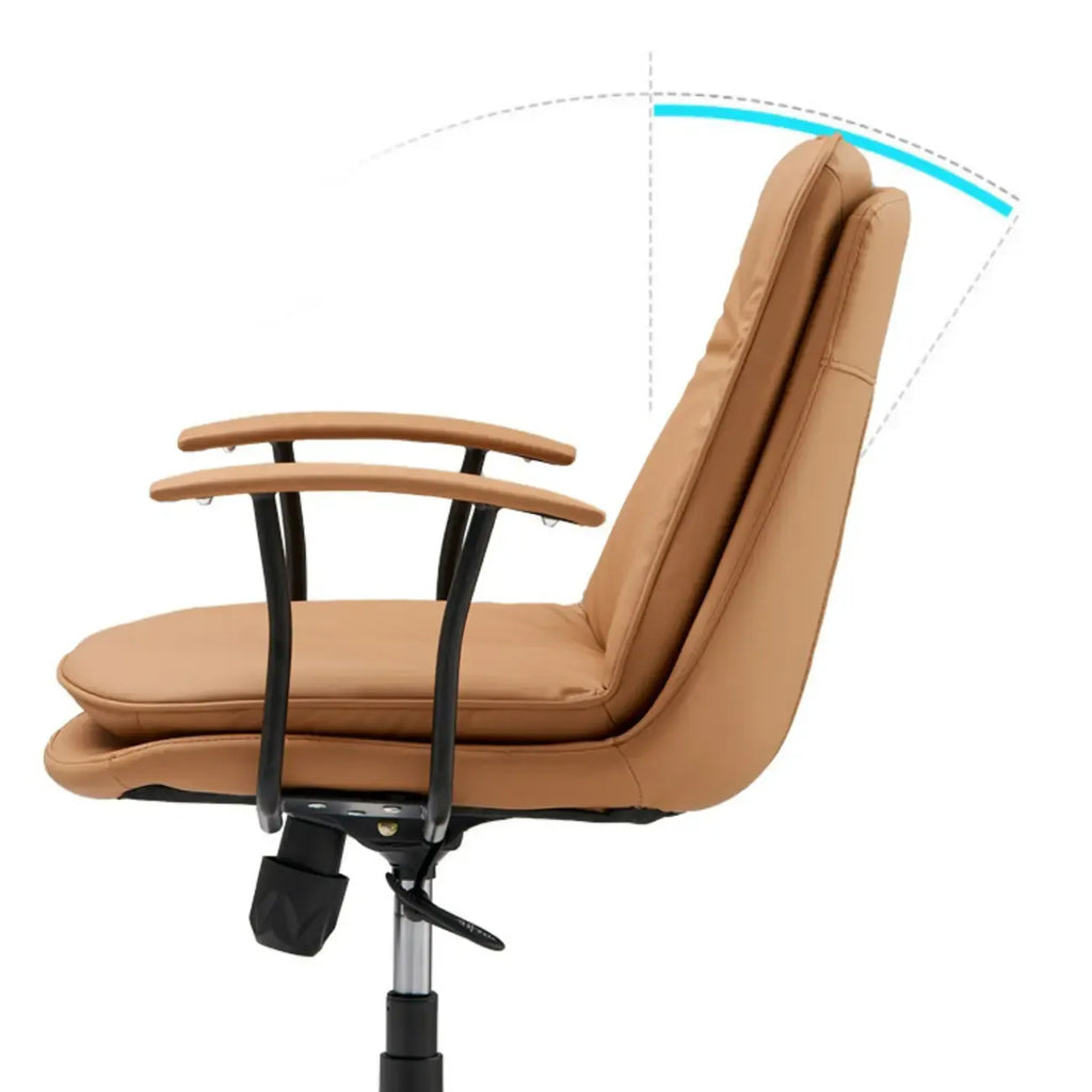 Simple Cream Leather Adjustable Swivel Office Chair