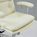 Simple Cream Leather Adjustable Swivel Office Chair
