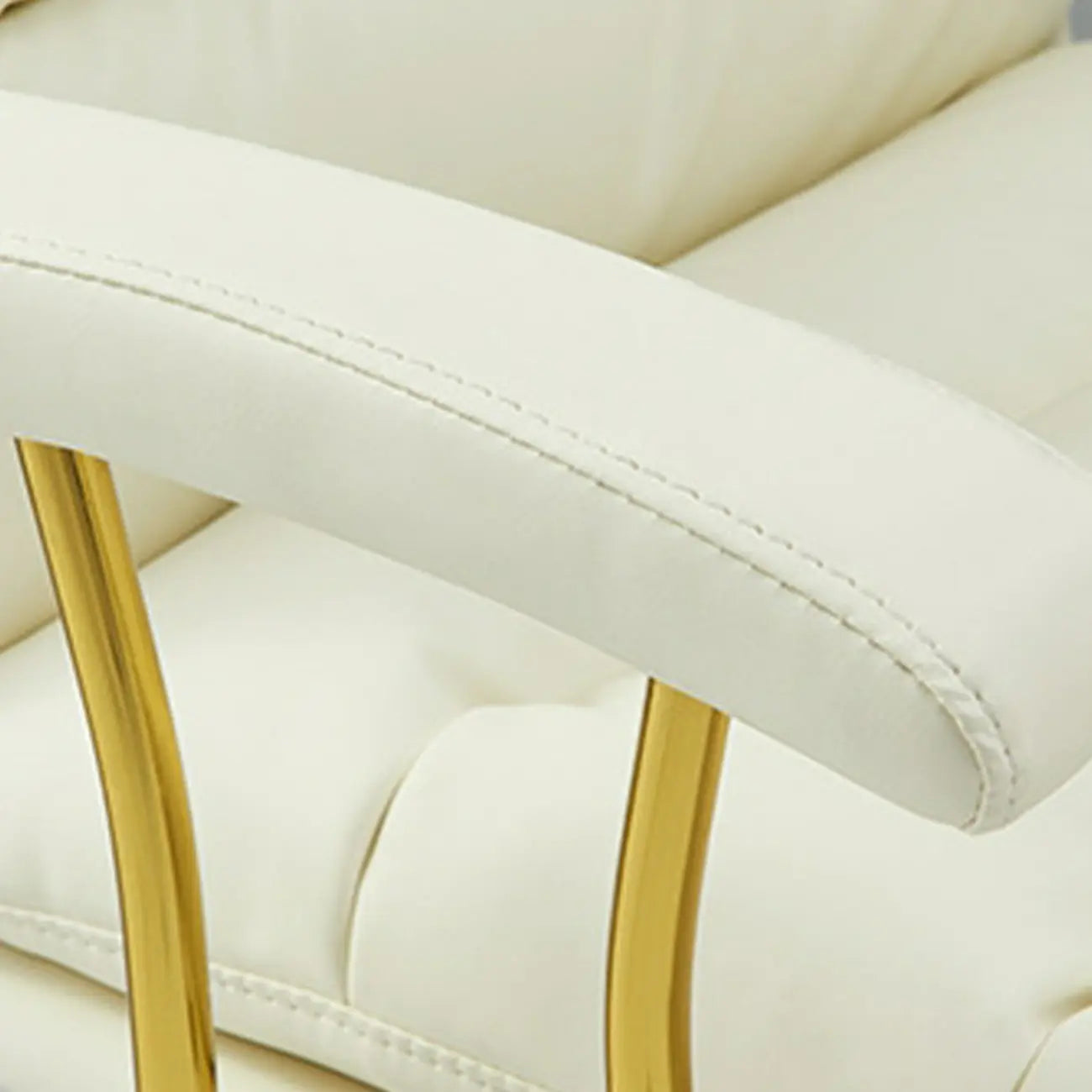 Simple Cream Leather Adjustable Swivel Office Chair