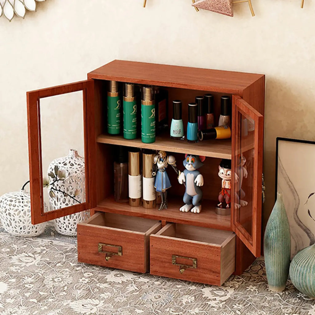 Wooden Glass Door Display Cabinet for Home Decor